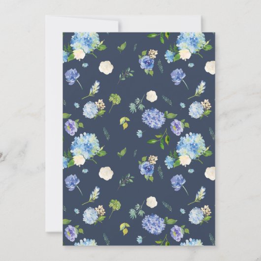 Blauwe Waterverf Roos en Hydrangea Baby shower Kaart (Achterkant)