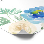 Blauwe Waterverf Roos en Hydrangea Baby Sprinkle Poster (Hoek)