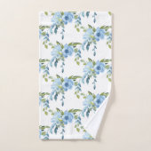 Blauwe Waterverf Roos Monogram Bad Handdoek (Handdoek)