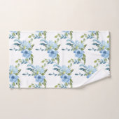 Blauwe Waterverf Roos Monogram Bad Handdoek (Handdoek)