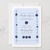 Blauwe Waterverf Roos Wijnstokken buitengaatswedst Kaart (Voorkant)