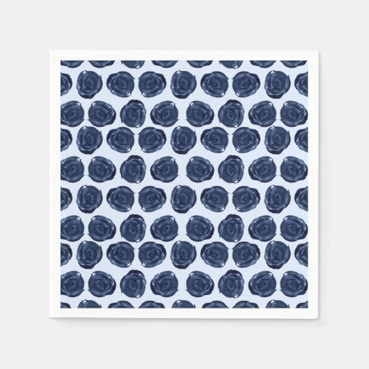 Blauwe Waterverf Roos Wijnstokken buitengaatswedst Servet (Voorkant)