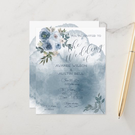 Blauwe Waterverf Rozen (Voorkant / Achterkant in situ)