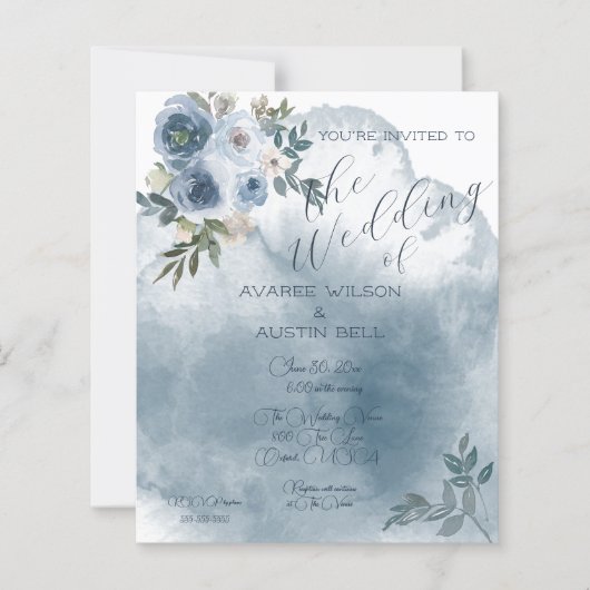 Blauwe Waterverf Rozen (Voorkant)