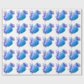 Blauwe waterverf rozen blauw bloemblauw bloemblauw cadeaupapier (Vlak)