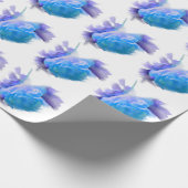 Blauwe waterverf rozen blauw bloemblauw bloemblauw cadeaupapier (Hoek)