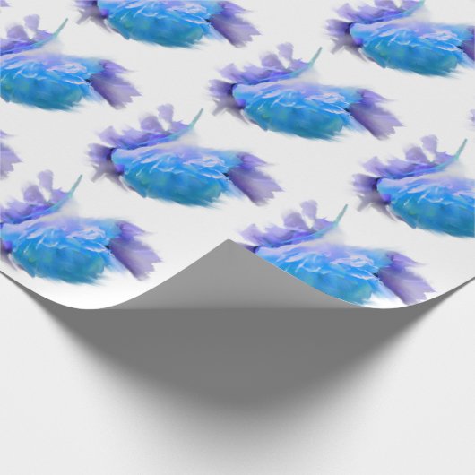 Blauwe waterverf rozen blauw bloemblauw bloemblauw cadeaupapier (Hoek)