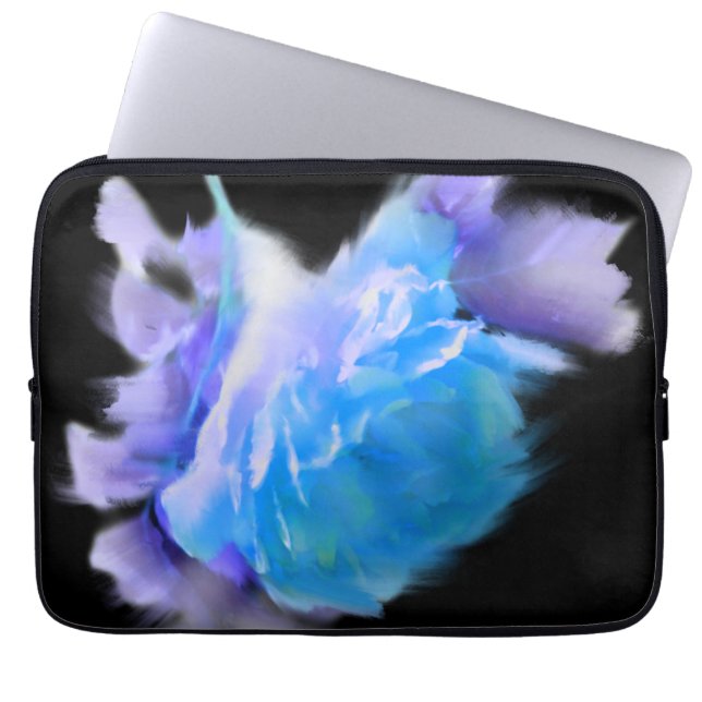 Blauwe waterverf rozen blauw bloemblauw bloemblauw laptop sleeve (Voorkant)
