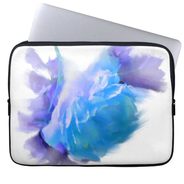 Blauwe waterverf rozen blauw bloemblauw bloemblauw laptop sleeve (Voorkant)