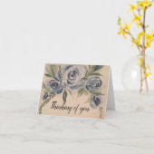 Blauwe waterverf rozen - Denken aan jou - blank Kaart (Gele Bloem)