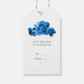 Blauwe Waterverf Rozen Elegant Wedding Cadeaulabel (Voorkant)