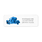 Blauwe Waterverf Rozen Elegant Wedding Etiket (Voorkant)
