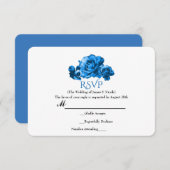 Blauwe Waterverf Rozen Elegante bruiloft RSVP-kaar RSVP Kaartje (Voorkant / Achterkant)