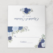 Blauwe Waterverf Rozen Elegante bruiloft Write-In Plaatskaartje (Buitenkant ongevouwen)