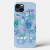 Blauwe Waterverf Rozen en botervliegen Case-Mate iPhone Case (Achterkant)