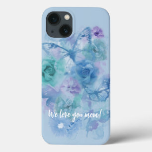 Blauwe Waterverf Rozen en botervliegen Case-Mate iPhone Case