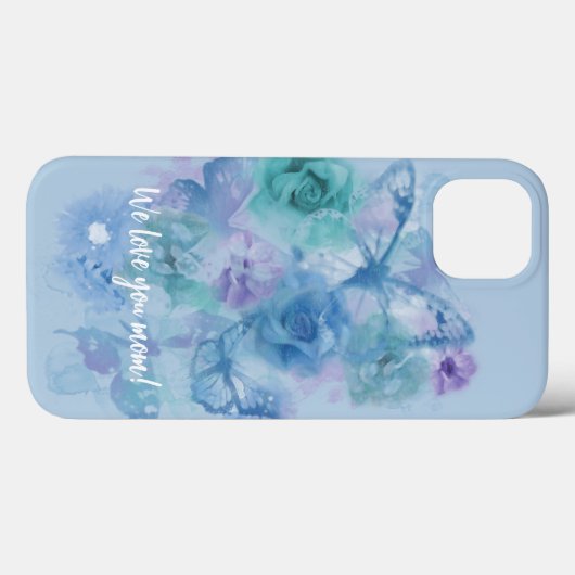 Blauwe Waterverf Rozen en botervliegen Case-Mate iPhone Case (Achterkant (horizontaal))