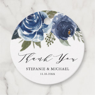 Blauwe Waterverf Rozen pony's Dank je huwelijk Bedankjes Labels