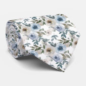 Blauwe Waterverf Rozen Stropdas (Opgerold)