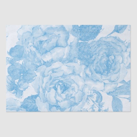 Blauwe Waterverf Rozen Tissuepapier (Voorkant)