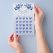 Blauwe Waterverf Rozen Vrijgezellenfeest Bingo Flyer (Hand)