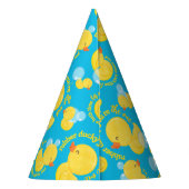 Blauwe Waterverf Rubber Ducky Jij bent de Een Feesthoedjes (Achterkant)