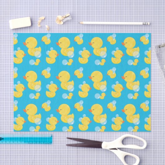 Blauwe Waterverf Rubber Ducky Tissuepapier (Craft)
