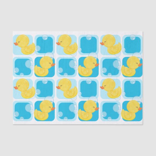 Blauwe Waterverf Rubber Ducky Tissuepapier (Voorkant)