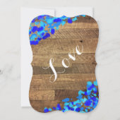Blauwe Waterverf Rustic Barn Wood Wedding Invites Kaart (Achterkant)