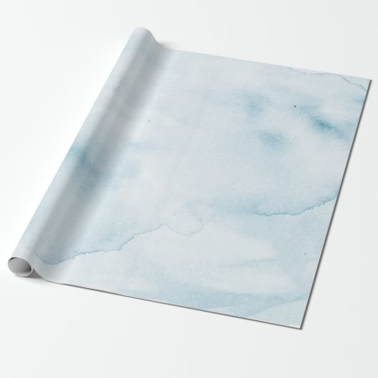 Blauwe Waterverf Rustiek Pastel Wrapping Paper Cadeaupapier (Uitgerold)