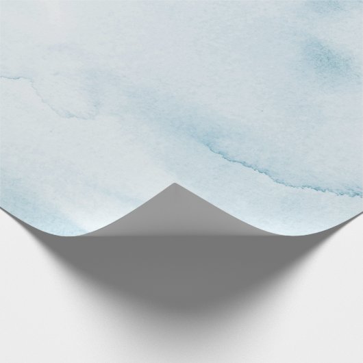 Blauwe Waterverf Rustiek Pastel Wrapping Paper Cadeaupapier (Hoek)
