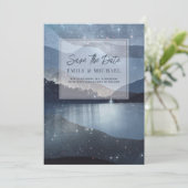 Blauwe Waterverf Save The Date (Staand voorkant)