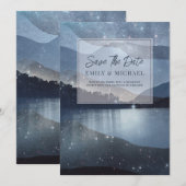 Blauwe Waterverf Save The Date (Voorkant / Achterkant)