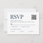 Blauwe Waterverf Scan QR Code Maaltijdkeuze Trouwe RSVP Kaartje (Voorkant)