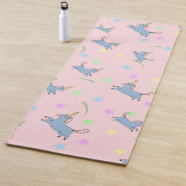Blauwe waterverf schattig Unicorn-regenboogsterpat Yogamat