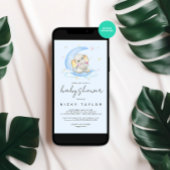 Blauwe Waterverf Schattigee olifant Baby shower Kaart