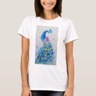 Blauwe Waterverf schilderkunst T Shirt