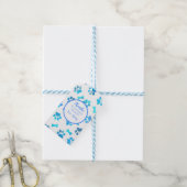 Blauwe Waterverf schildert afdrukken op zaterdag Cadeaulabel (Met Touw)
