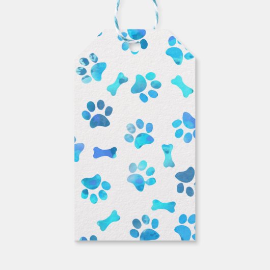 Blauwe Waterverf schildert afdrukken op zaterdag Cadeaulabel (Achterkant)