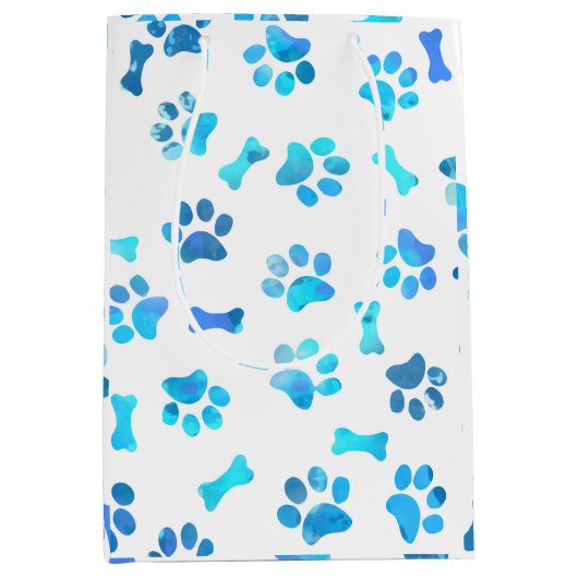 Blauwe Waterverf schildert afdrukken op zaterdag Medium Cadeauzakje (Voorkant)