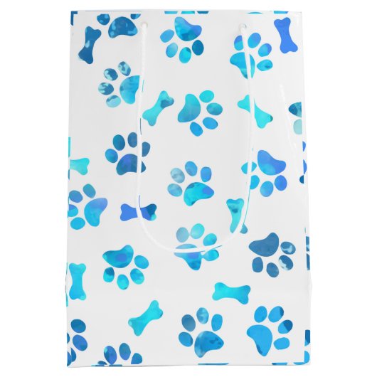 Blauwe Waterverf schildert afdrukken op zaterdag Medium Cadeauzakje (Achterkant)