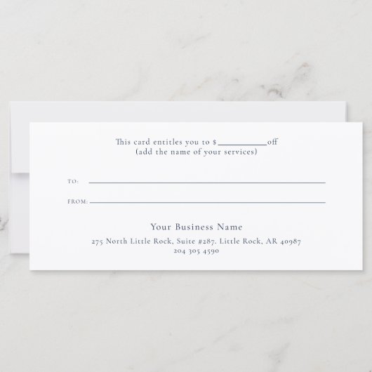 Blauwe Waterverf Script Modern Cadeaubon (Achterkant)