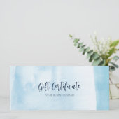 Blauwe Waterverf Script Modern Cadeaubon (Staand voorkant)