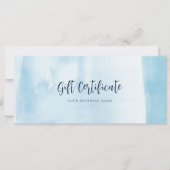 Blauwe Waterverf Script Modern Cadeaubon (Voorkant)