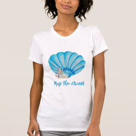 Blauwe Waterverf Seashell, Inspirerend Citaat Pos T-shirt