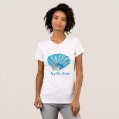 Blauwe Waterverf Seashell, Inspirerend Citaat Pos T-shirt (Voorkant volledig)