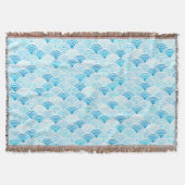 Blauwe Waterverf Seigaiha Pattern Throw Blanket Deken (Voorkant)