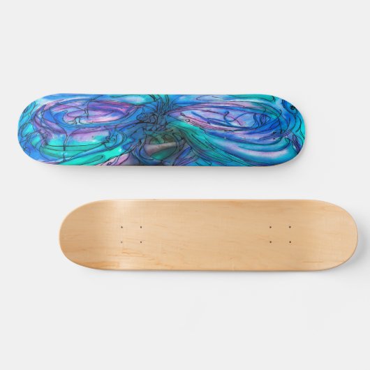 Blauwe Waterverf Skateboard (Horizontaal)