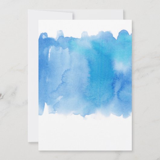 Blauwe Waterverf Sla de datum op Save The Date (Achterkant)