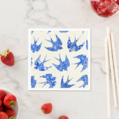 Blauwe Waterverf slik vogelpatroon Servetten (Insitu)
